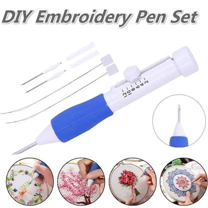 Embroidery Punch Needle Kit – Magic Needle Pen Weaving Tool Set for DIY Sewing, Stitching & Knitting Crafts