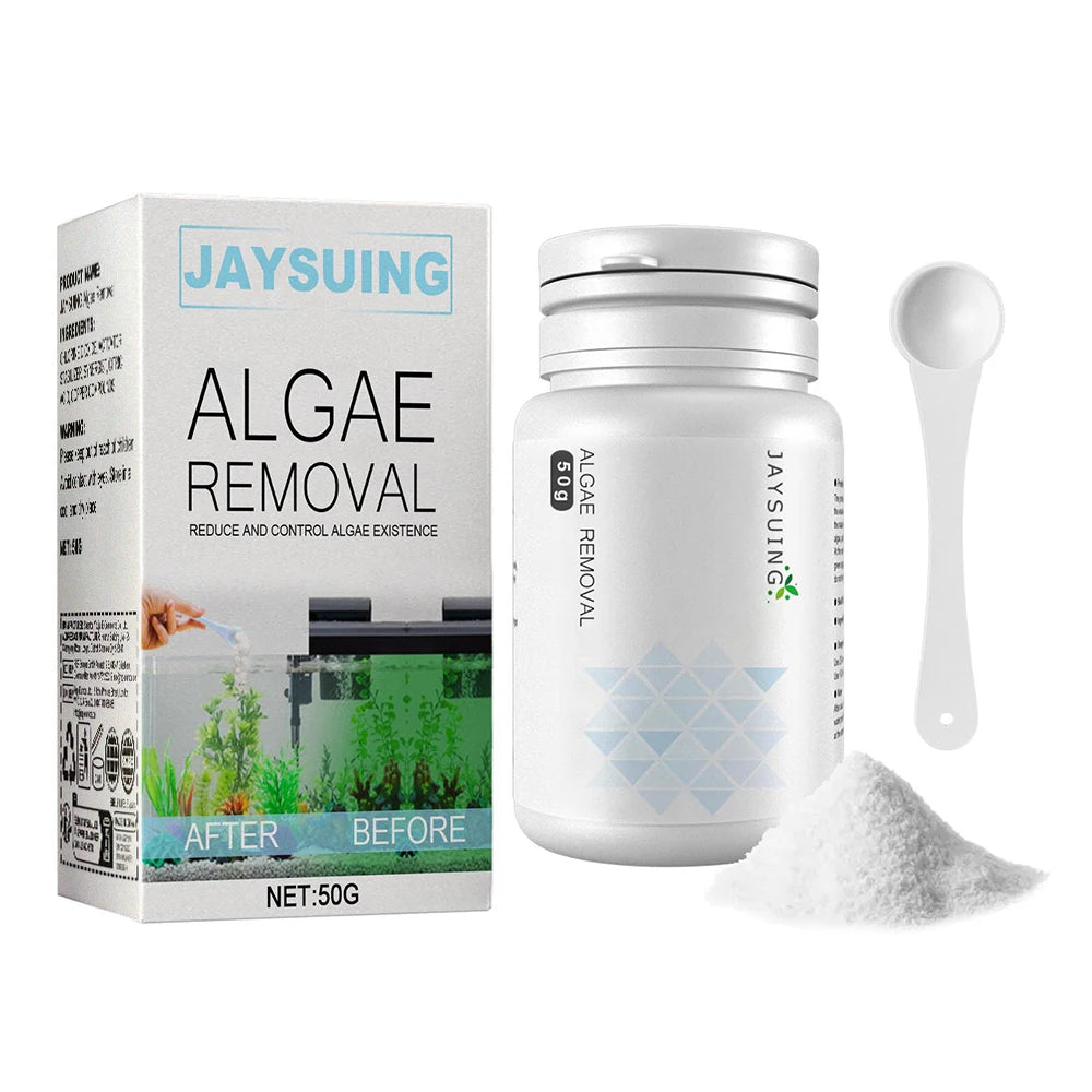 50g Aquarium Moss Remover – Fish Tank Water Purification & Algae Cleaning Powder, Includes Spoon for Easy Use