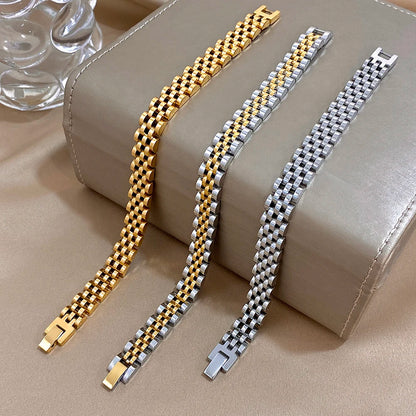Greatera Five-Layer 10mm Beaded Bracelet – Two-Tone Stainless Steel Watch Chain Bangle Jewelry for Men & Women