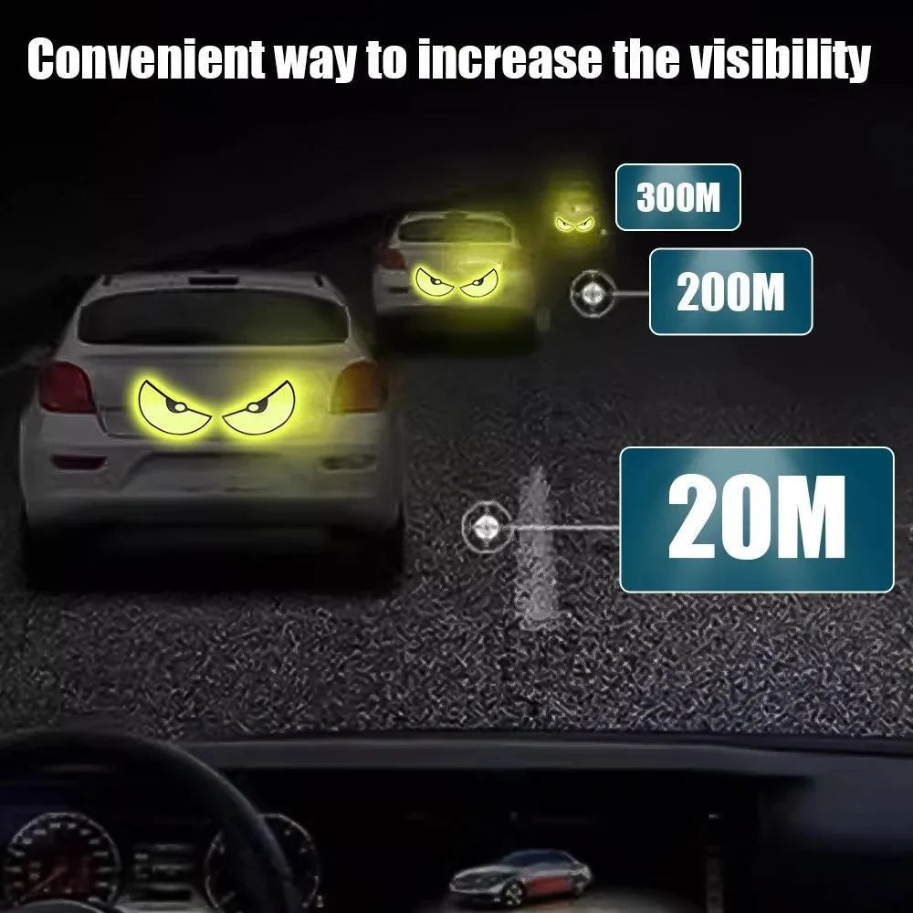 2PCS Demon Eye Reflective Stickers — Car & Motorcycle Safety Decals to Improve Night Visibility