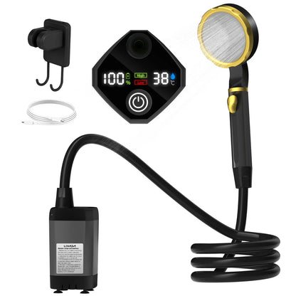 Portable RV Camping Shower Pump – Outdoor Shower Kit with Intelligent Digital Display & Adjustable 6000mAh Power