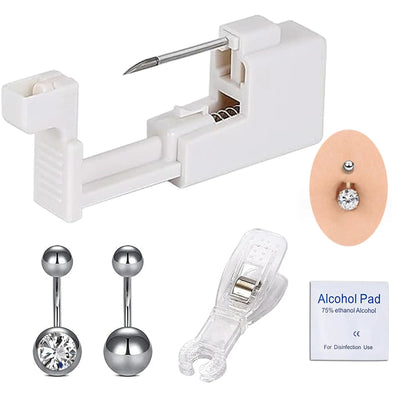 5PCS Professional Body Piercing Kit – Stainless Steel Belly Button Piercing Gun & Tool Set for Women & Men