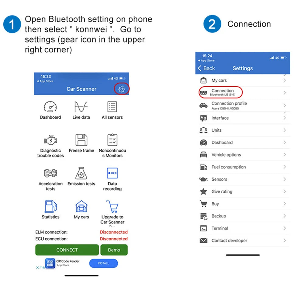 KONNWEI KW906 OBD2 Scanner – Bluetooth 5.0 ELM327 V1.5 Car Diagnostic Tool & Code Reader for Android/iOS