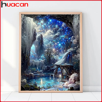 5D Diamond Painting Landscape – Full Round Drill Mosaic Fantasy Artwork, 30x40cm for Interior Decor