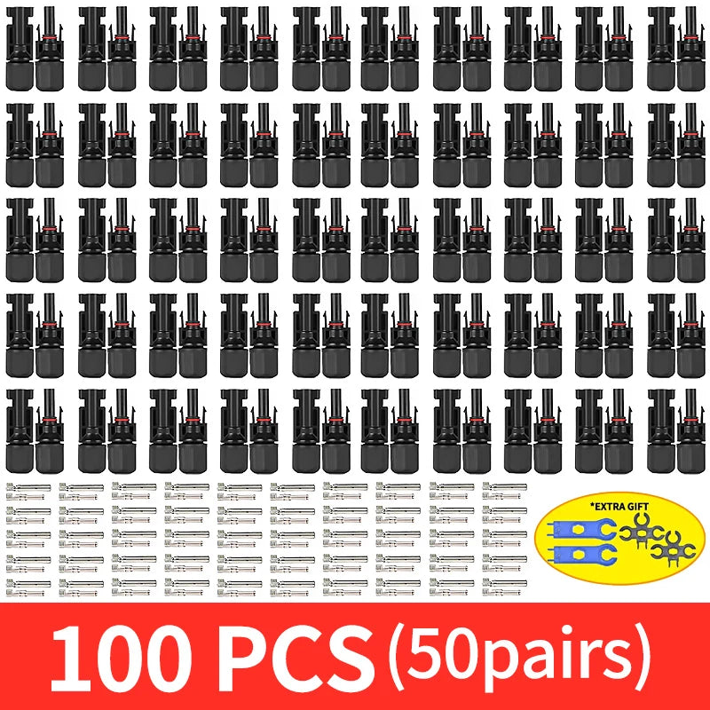 Solar PV Connector Kit - 1000V DC 30A Waterproof Plug Connectors for MC4 Cable Wiring