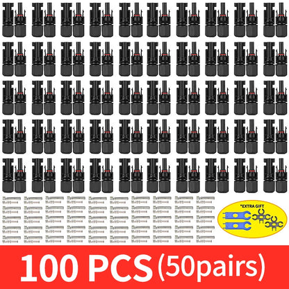 Solar PV Connector Kit - 1000V DC 30A Waterproof Plug Connectors for MC4 Cable Wiring