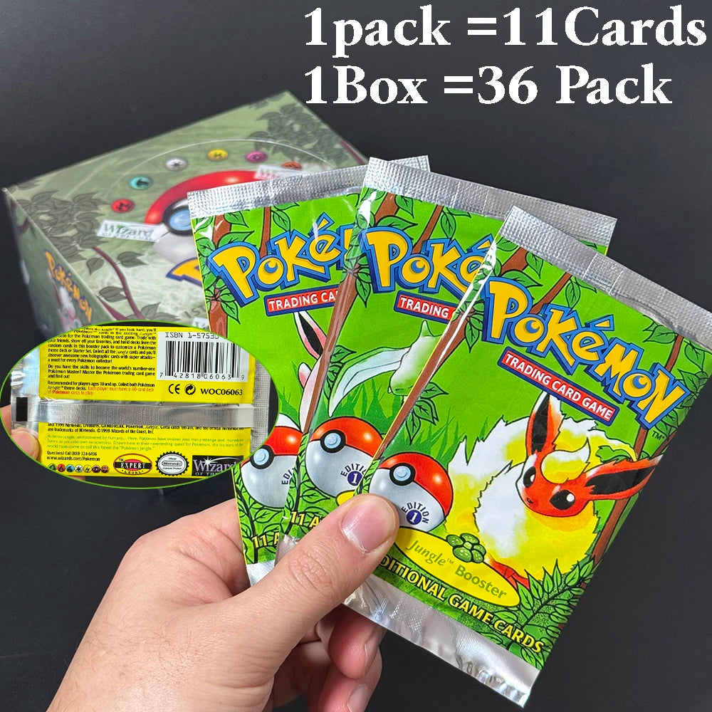 Pokémon Booster Packs Base Fossil Jungle - 11 Cards Per Pack & 36 Pack Booster Box Proxy Game Cards Collection