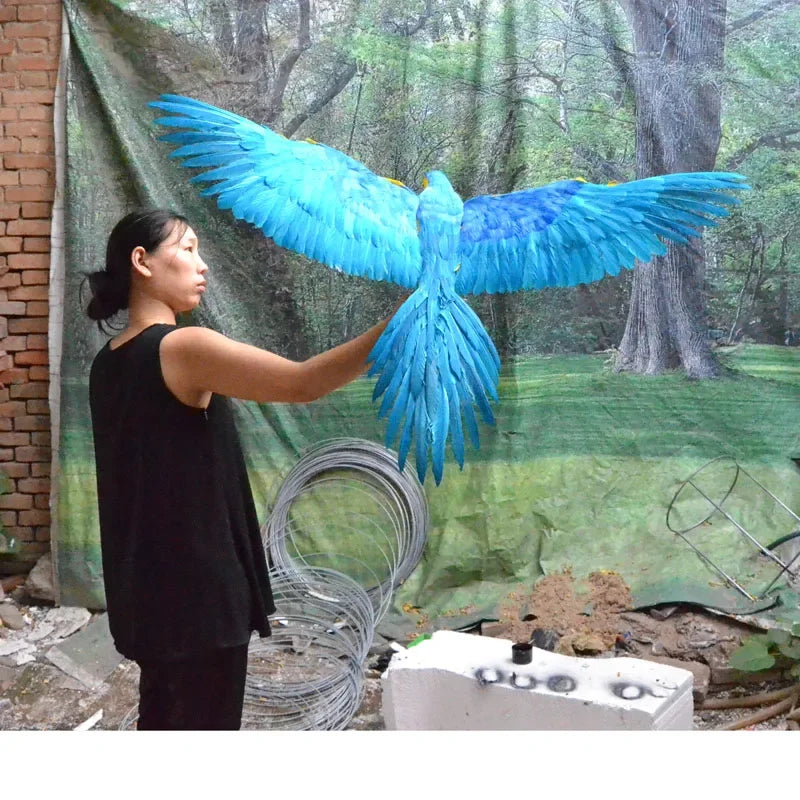 65x100cm Parrot Bird Decoration - Blue & Yellow Feather Model for Garden & Home Decor