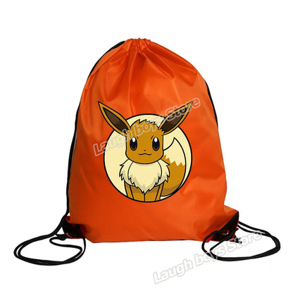 Pokémon Drawstring Tote Bag — Pikachu Character Print, Large Capacity Waterproof Backpack for Kids’ Shopping & Gift
