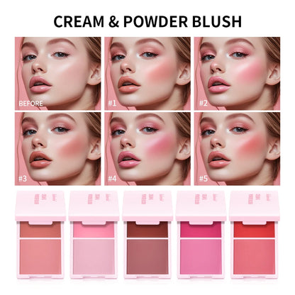 Juvia’s Blush Cream Powder Makeup - High Pigment Matte Rose Blush Duo with Long-Lasting Natural Finish Cosmetics