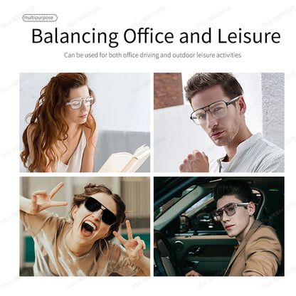 Smart Bluetooth Glasses with AI Voice Navigation – Outdoor Sports Headphones, Photochromic Lens, Waterproof & Anti-UV Sunglasses