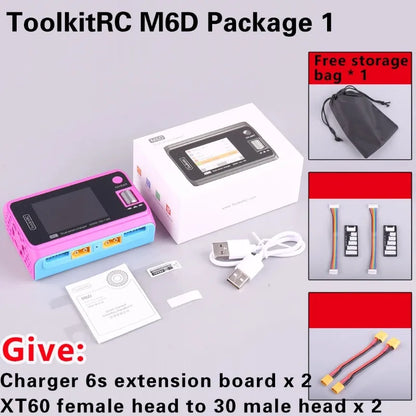 ToolkitRC M6D 500W Smart Charger - 15A Dual DC Charger & Discharger for 1-6S LiPo, LiHV, Li-Ion, NiMH & Pb Batteries