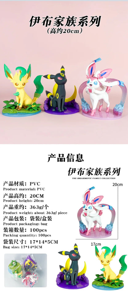 Anime Pokemon Figures – Sylveon, Umbreon, Leafeon Cute Statue Models for Tabletop Collection & Girl’s Birthday Gift