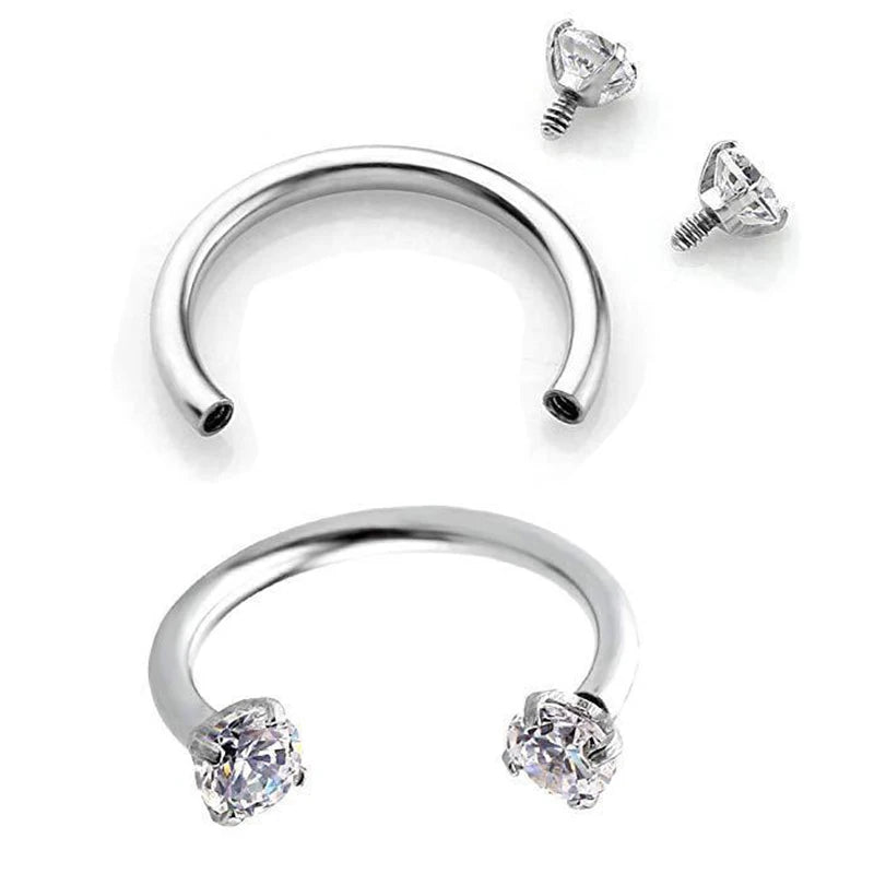 Stainless Steel Crystal Hoop Piercing – Nose, Ear, Belly Ring for Women & Men, Cartilage Helix Daith Jewelry