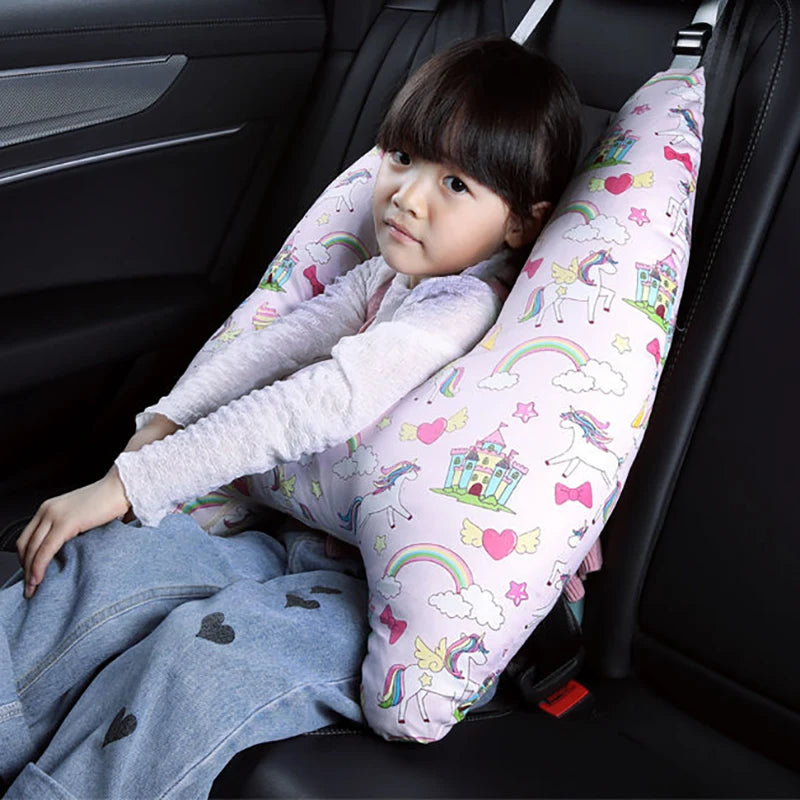 Cute Animal Pattern Kid Neck Head Support - U-Shape Children's Travel Pillow Cushion for Car Seat, Safety Neck Pillow for Kids
