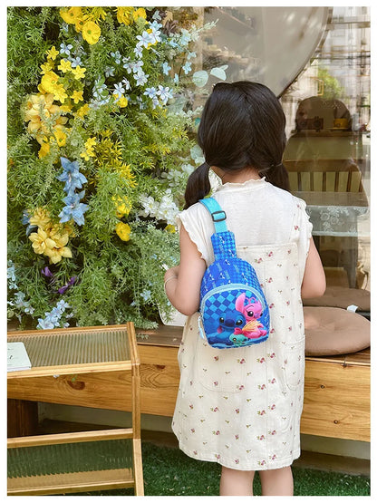 Disney Cartoon Stitch Kids Chest Bag – Cute Crossbody Waist Pouch with Zipper, Coin Purse & Gift for Children