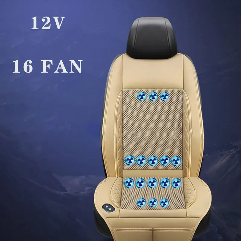 12/24V Car & Home Ventilation Massage Seat Cushion — Breathable Cooling & Heated Massage Pad