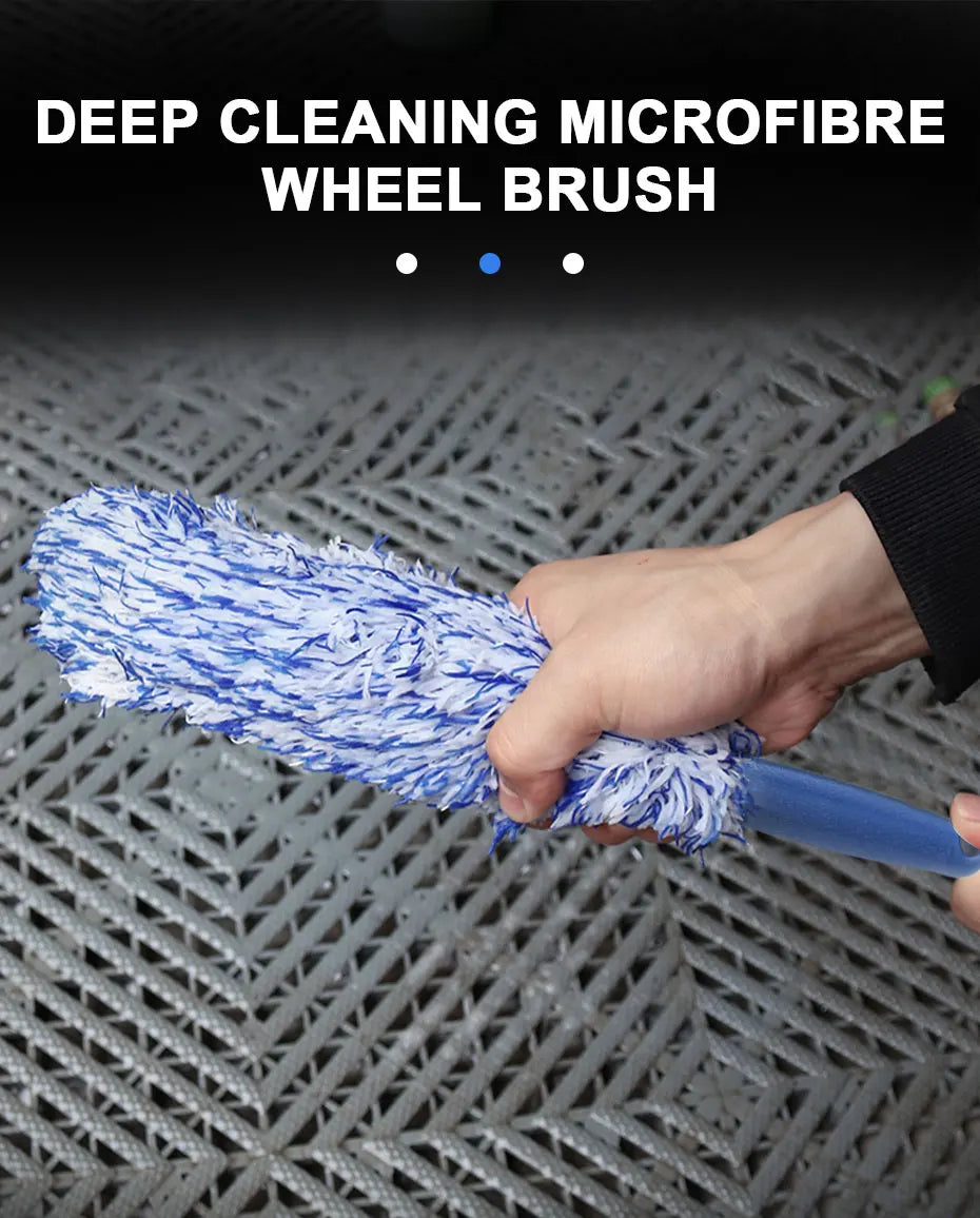SEAMETAL Car Wheel & Tire Cleaning Brush – Portable Plush Hub Brush for Car Detailing and Dust Removal