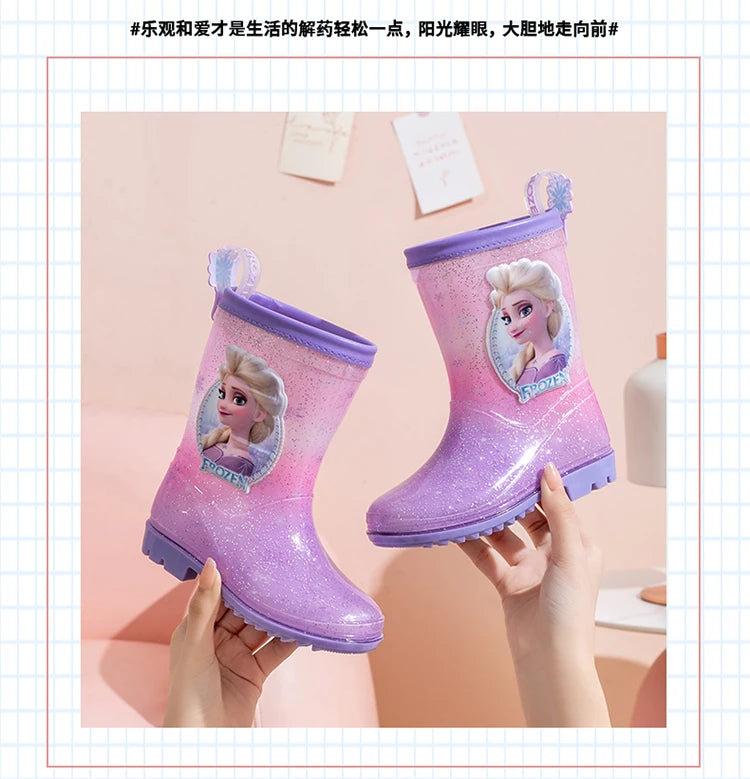 New Children's Rain Shoes – Princess Elsa Cute Non-Slip Rain Boots for Girls