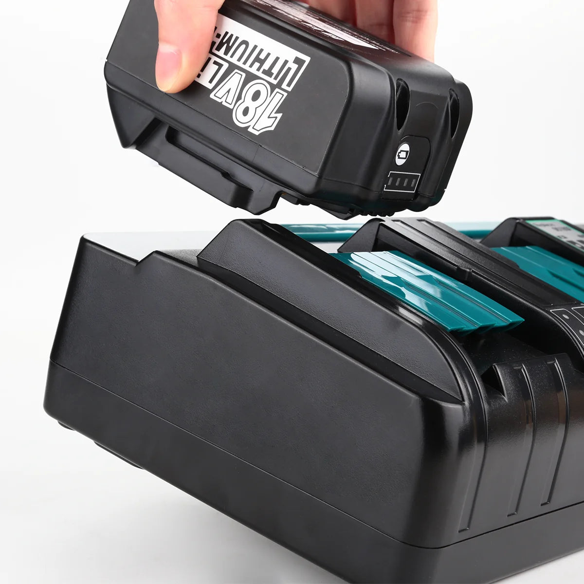 XNJTG DC18SF 18V 4-Port Charger – Compatible with Makita 14.4V-18V Batteries BL1850, DC18RD, DC18RC