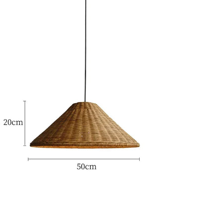 Vintage Rattan Pendant Light - Handwoven Wicker Ceiling Hanging Lamp for Dining Room & Kitchen Decor