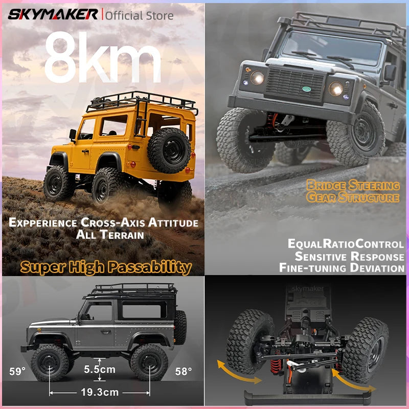 MN99s MN98 1:12 RC Rock Crawler – 2.4G 4WD Defender RTR Remote Control Car, 1/12 RC Truck Toys