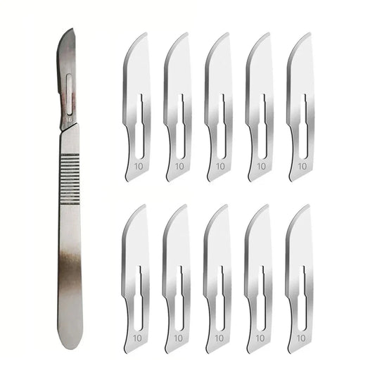 10PCS Sterile Scalpel Blades with Handle - #10 Surgical Knife Set for Dermaplaning, Pedicure, Crafts, Modeling & Eyebrow Shaping