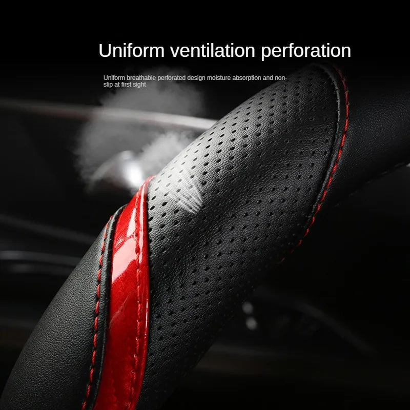 Peugeot 3008/4008/5008 Carbon Fiber & PU Leather Steering Wheel Cover — Car Interior Accessory
