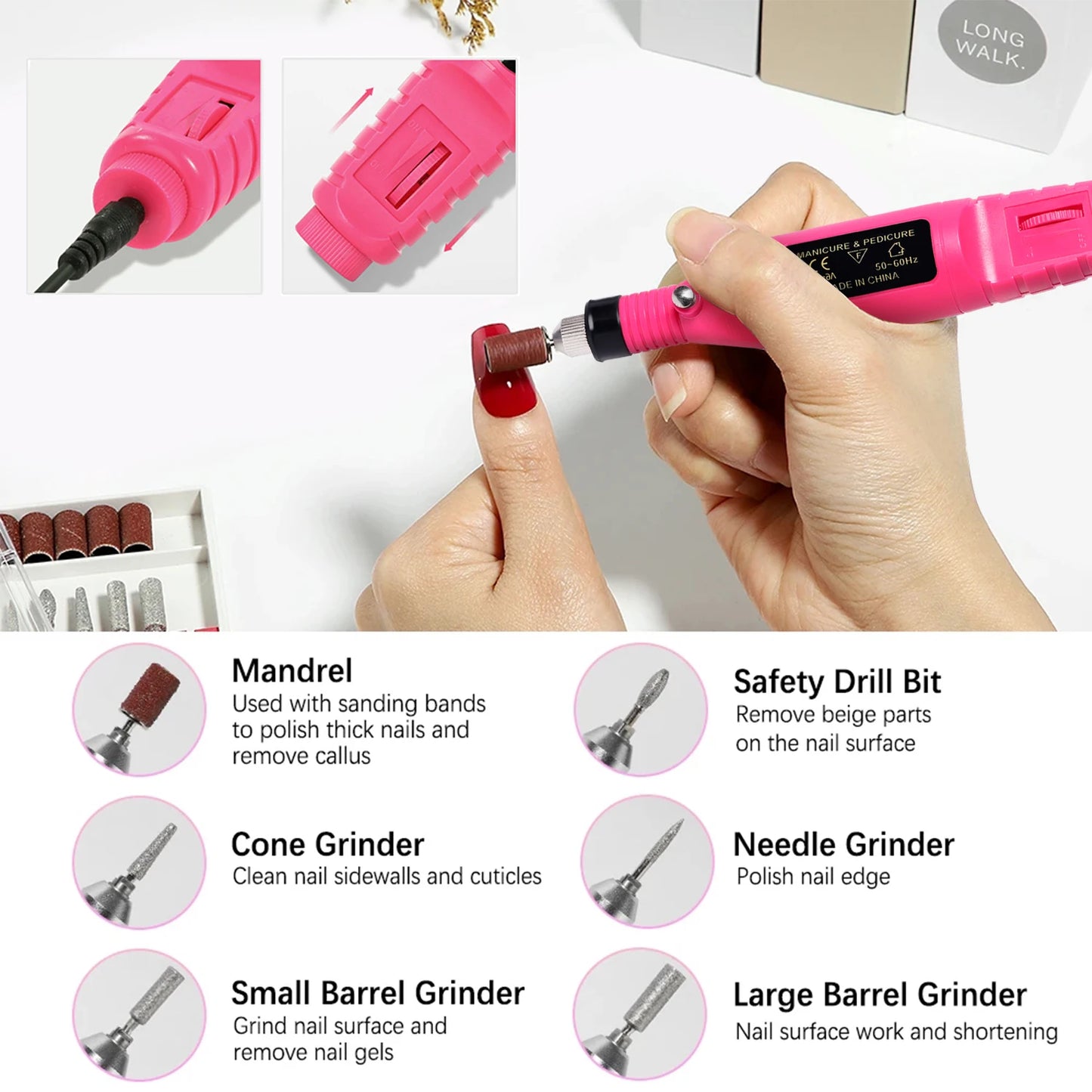 LULAA Electric Nail Drill Machine Set - Strong Function Sander for Gel Polish Removal and Manicure