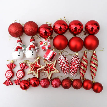 Red Christmas Tree Ball & Candy Cane Ornament Set – Large Hanging Pendants for Holiday Home Decor 2024