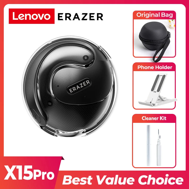2024 ERAZER X15 Pro Bluetooth 5.4 Earphones – Wireless TWS Earbuds with Open Ear Hooks, Mic & Phone Call Support