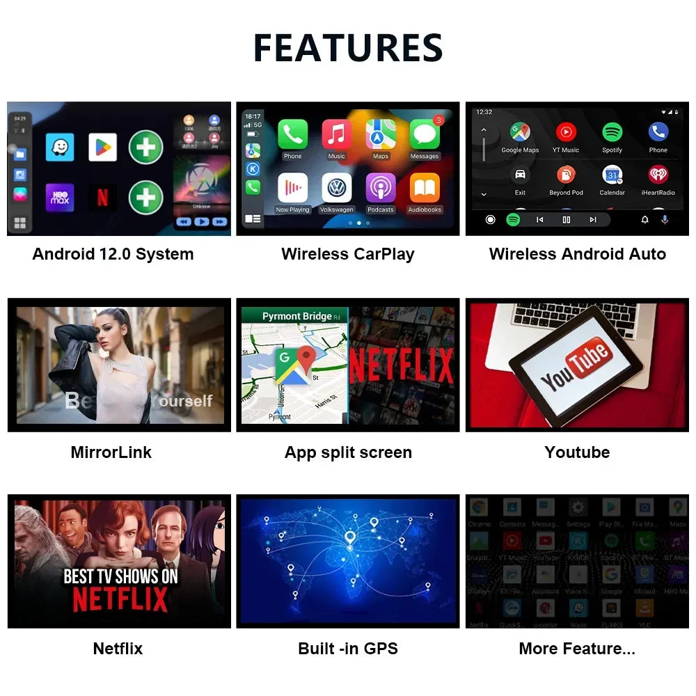 Android 13 CarPlay Smart AI Box - Wireless Android Auto Adapter for Car Intelligent Systems, Supports Netflix and YouTube