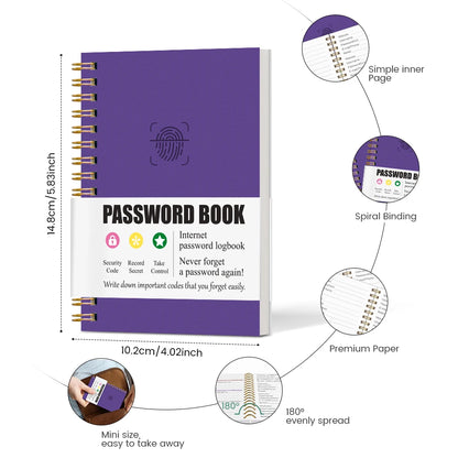 Secure Mini Password Book – Portable Notebook for Internet & Computer Login Privacy at Home, Office, or Travel