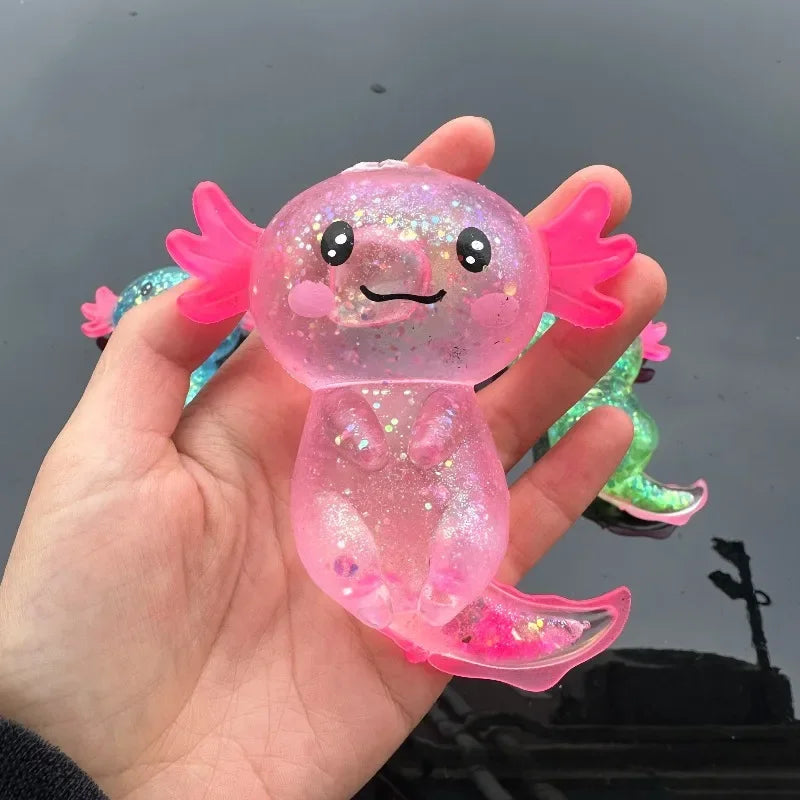Colorful Axolotl Fidget Toy - Stretchy Squishy Maltose Salamander Squeeze Stress Relief Gift for Kids