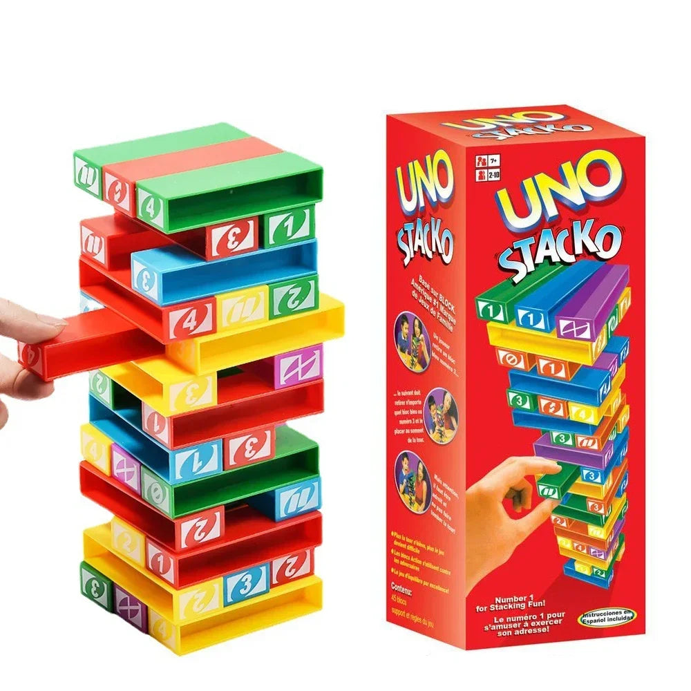 Stacko UNO Card Game — Family Entertainment Puzzle, Poker Party, Educational Toy, Playing Cards for Birthday Gift