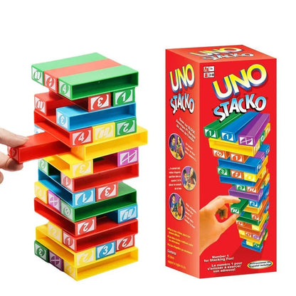 Stacko UNO Card Game — Family Entertainment Puzzle, Poker Party, Educational Toy, Playing Cards for Birthday Gift