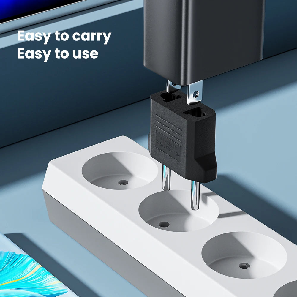 US to EU Plug Adapter - Universal Travel Power Converter for American, China & Korea Plugs 4.0/4.8mm
