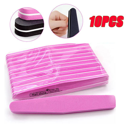 10PCS Double-Sided Nail File Blocks – Colorful Sponge Buffing, Sanding & Polishing Strips for Pedicure & Manicure Tools