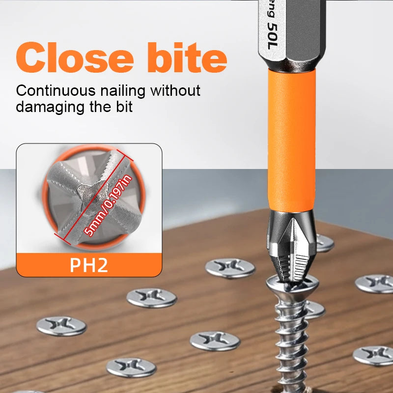 Magnetic Anti-Slip Screwdriver Bit Set - S2 Alloy Steel Impact Resistant Hex Shank Bits for Power Tools