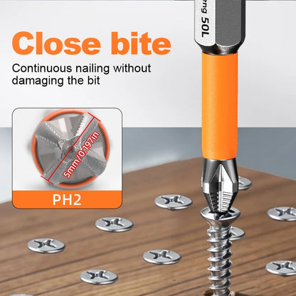 Magnetic Anti-Slip Screwdriver Bit Set - S2 Alloy Steel Impact Resistant Hex Shank Bits for Power Tools