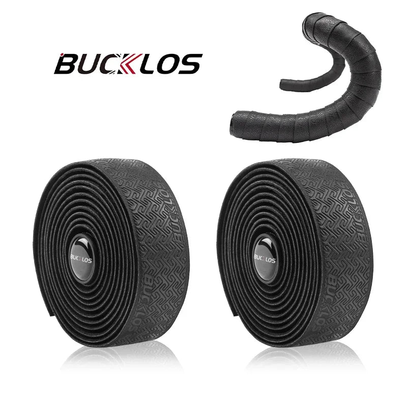 BUCKLOS Road Bike Handlebar Tape – PU Shock-Absorbing Anti-Slip Wrap with Bar End Plugs for Cycling