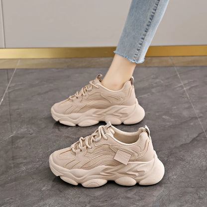 2025 Women’s Platform Chunky Sneakers – Mesh Leather Casual Sports Shoes, Lightweight Summer Fashion Walking Sneakers