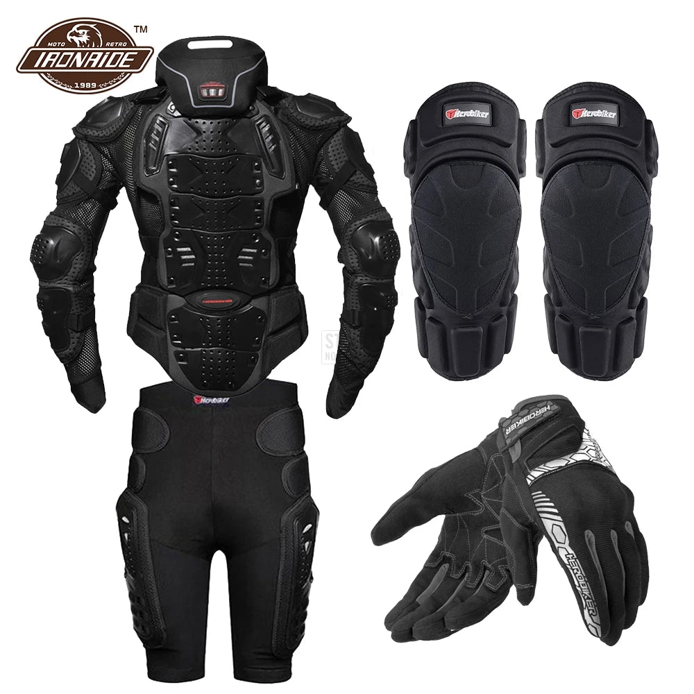Motorcycle Jacket with Full Body Armor Set – Chest Armor Suit for Motocross Racing & Protective Moto Gear, Sizes S-5XL