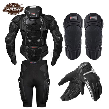 Motorcycle Jacket with Full Body Armor Set – Chest Armor Suit for Motocross Racing & Protective Moto Gear, Sizes S-5XL