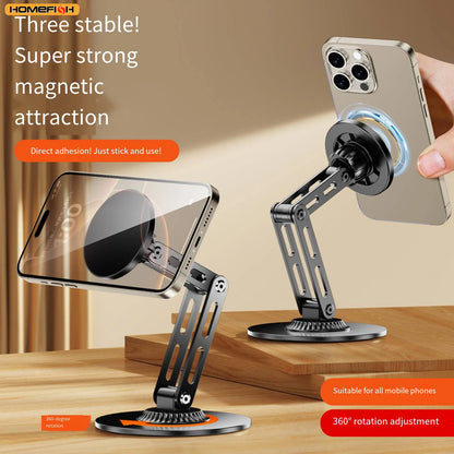 Portable Rotating Magnetic Phone Stand – MagSafe-Compatible Suction Desktop Holder for iPhone 17, 16, 15, 14, 13, and 12 Pro Max
