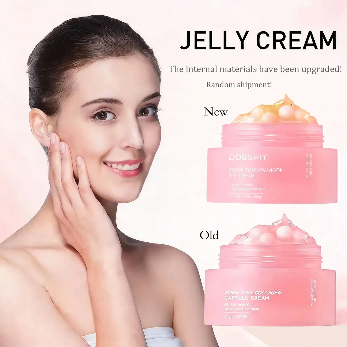 PDRN Pink Collagen Capsule Cream - Niacinamide Lightweight Moisturizer for Uneven Skin Tone and Daily Face Care