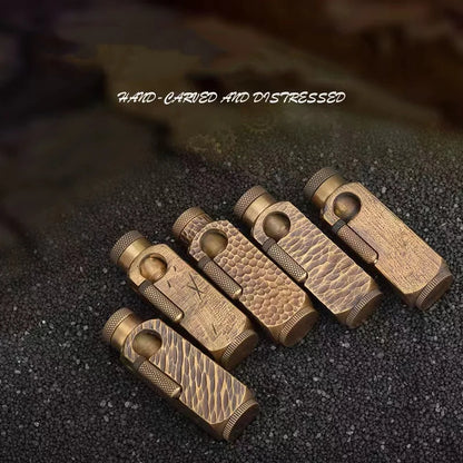 Handmade Brass Carved Trench Kerosene Lighter – Vintage Flamidor Gasoline Lighter, Heavy Men's Smoking Gift Collection