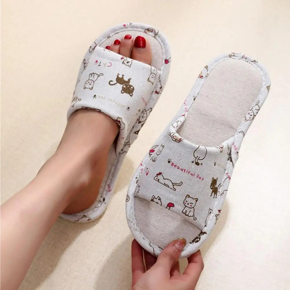 Linen Flax Slippers - Lightweight Breathable Non-Slip Indoor Slides for Women & Men