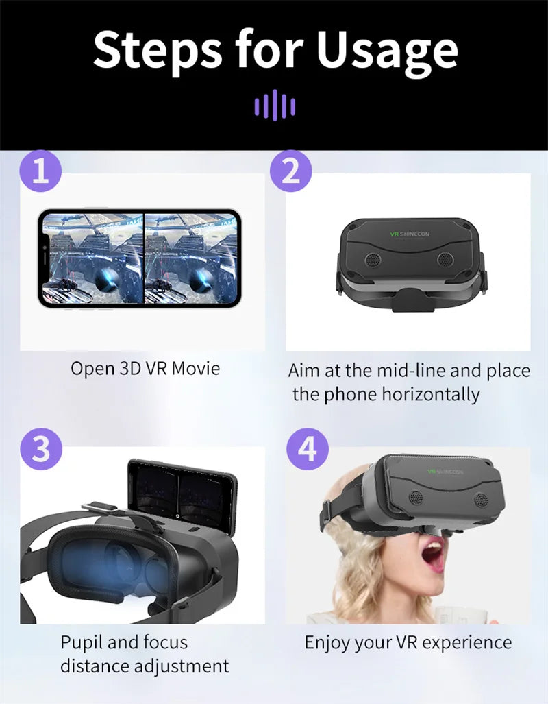 G13 IMAX Giant Screen VR Glasses — 3D Virtual Reality Helmet for 4.7–7" Phones, Game Controller Compatible