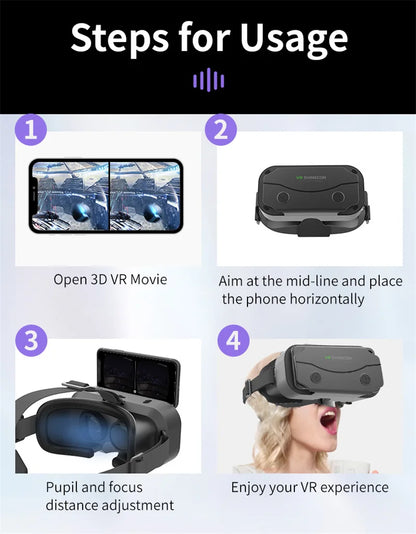 G13 IMAX Giant Screen VR Glasses — 3D Virtual Reality Helmet for 4.7–7" Phones, Game Controller Compatible